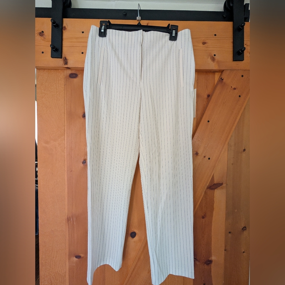 NWT - Rachel Zoe White Pinstriped Straight Leg Pants